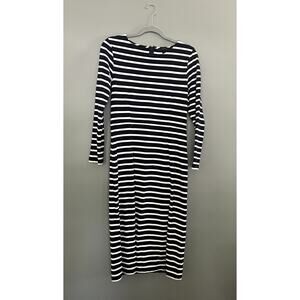 J.Crew Women's Long Sleeved Navy White Striped Dress (Style G7980) - 4